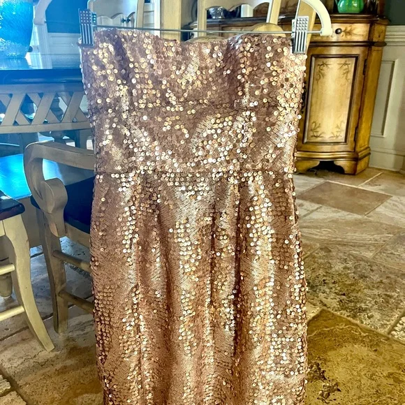gold sequin bcbg dress Sequin Strapless Gown Gold / 14 main image 1